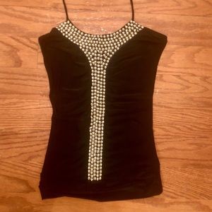 Black Studded Halter Top, NWT Size XS/S